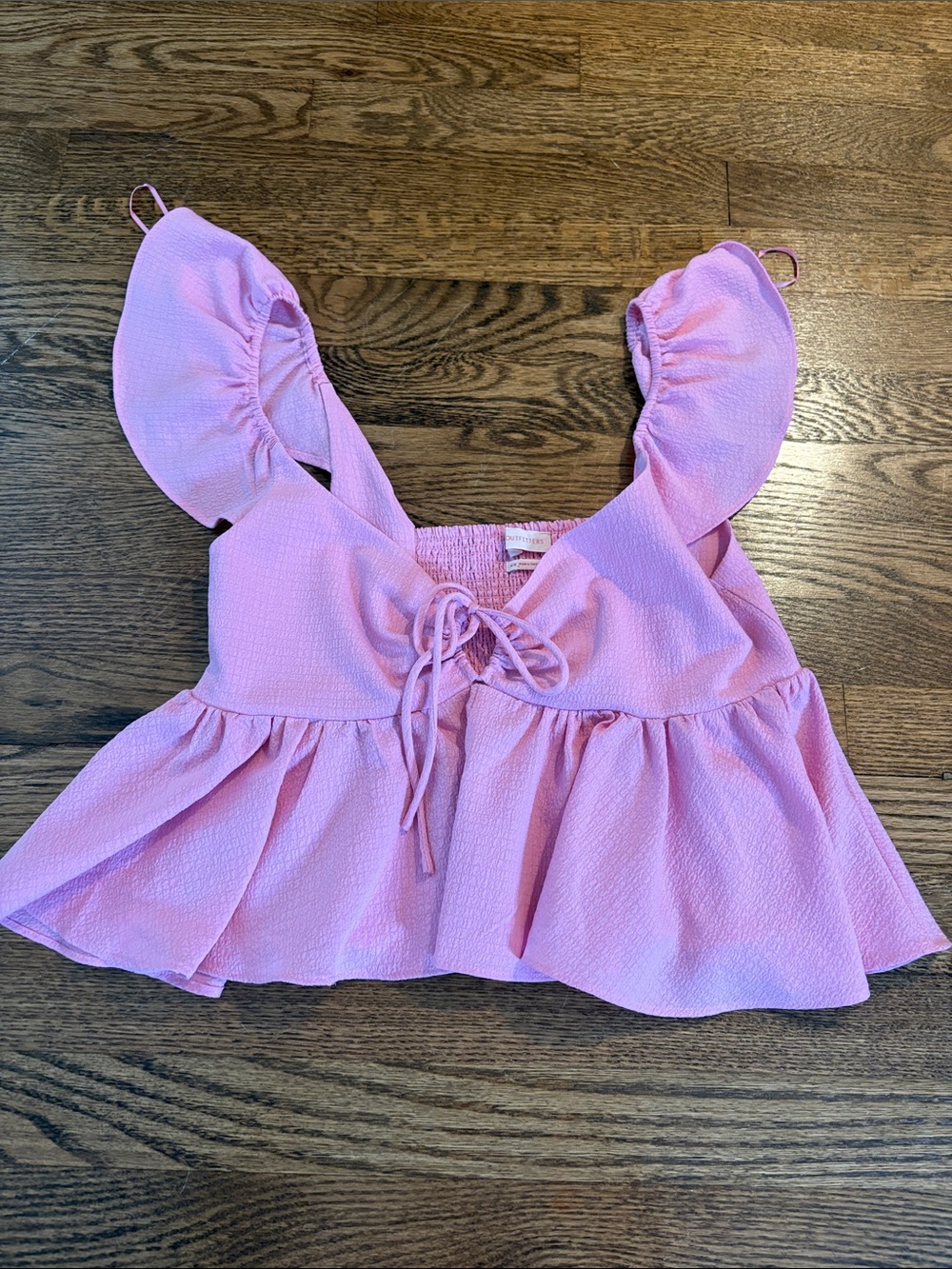Urban Outfitters Pink Ruffle Tie-Front Peplum Cami